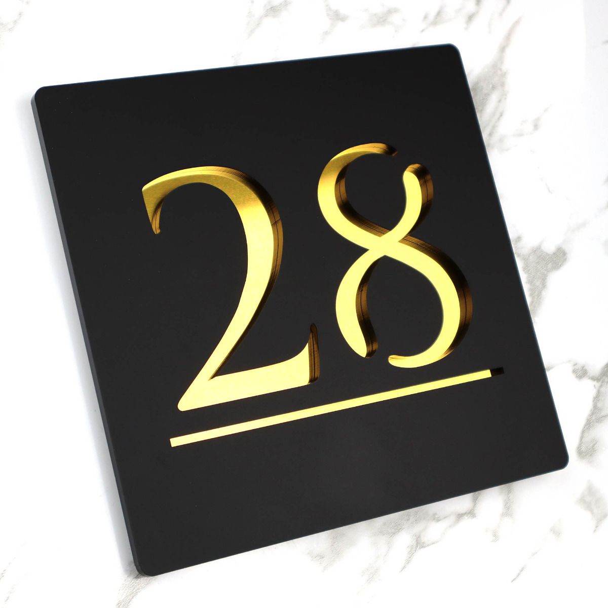 Door Sign , Acrylic Mirror Tech ----- Matt Black X Dark Gold Mirror , British Style