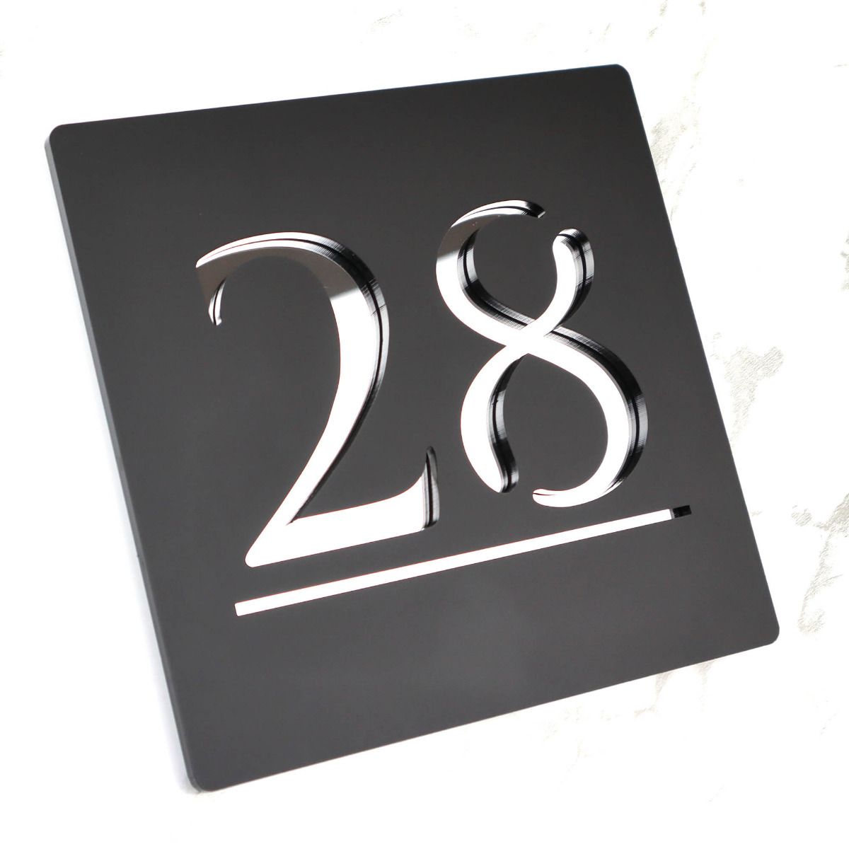 Door Sign , Acrylic Mirror Tech ----- Matt Black X Silver Mirror , British Style