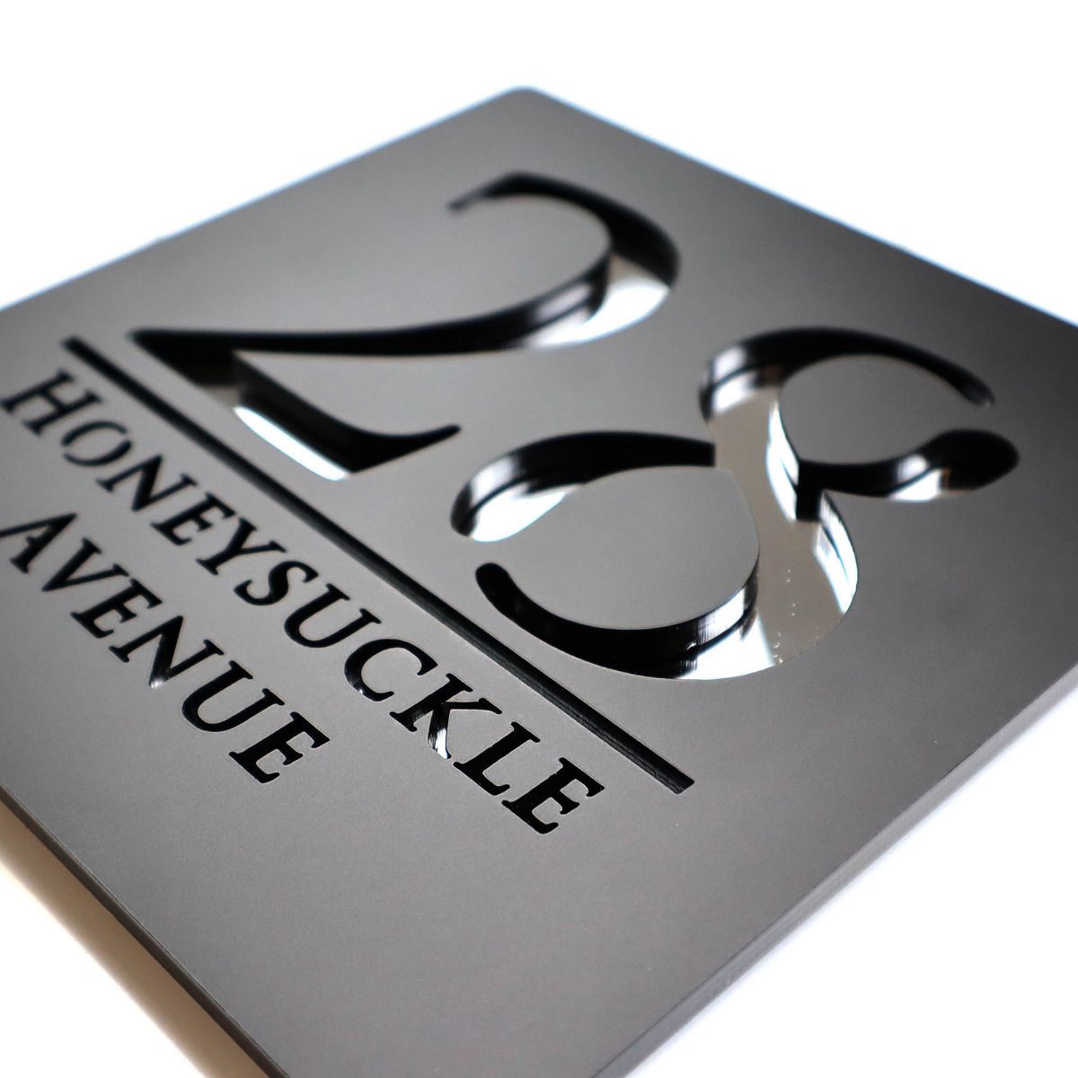 Door Sign , Acrylic Mirror Tech ----- Matt Black X Silver Mirror , British Style