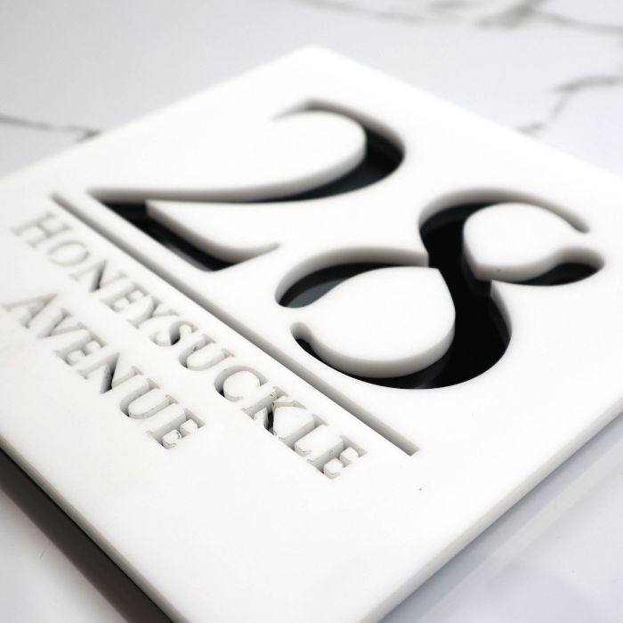Door Sign , Acrylic Mirror Tech ----- Pristine White X Black Matt Mirror, British Style