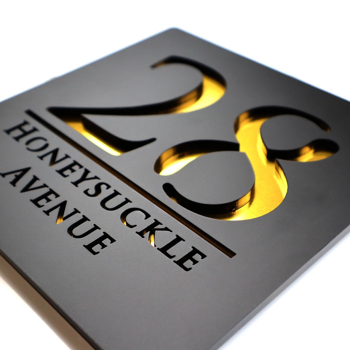 Door Sign , Acrylic Mirror Tech ----- Matt Black X Dark Gold Mirror , British Style