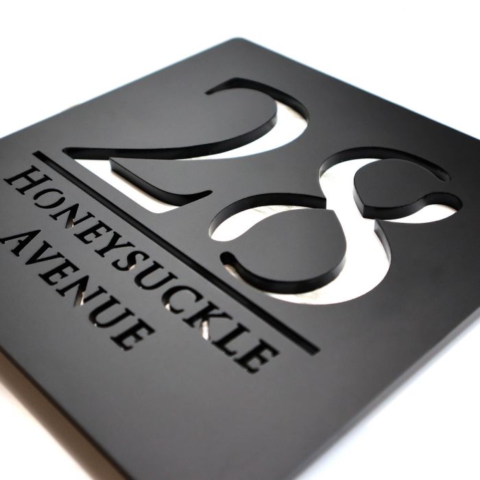 Door Sign , Acrylic Mirror Tech ----- Matt Black X Milky White Mirror , British Style
