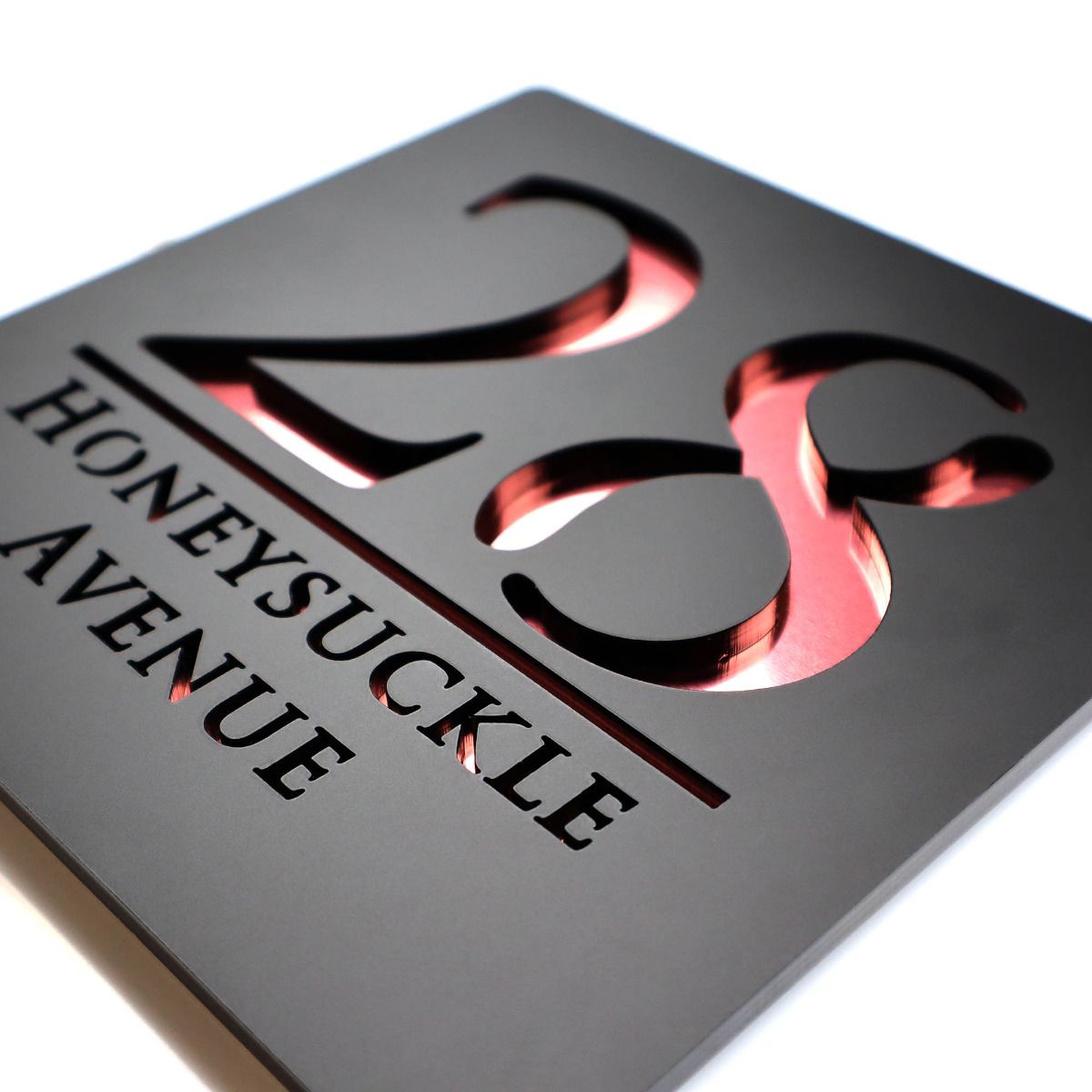 Door Sign , Acrylic Mirror Tech ----- Matt Black X Rose Gold Mirror , British Style