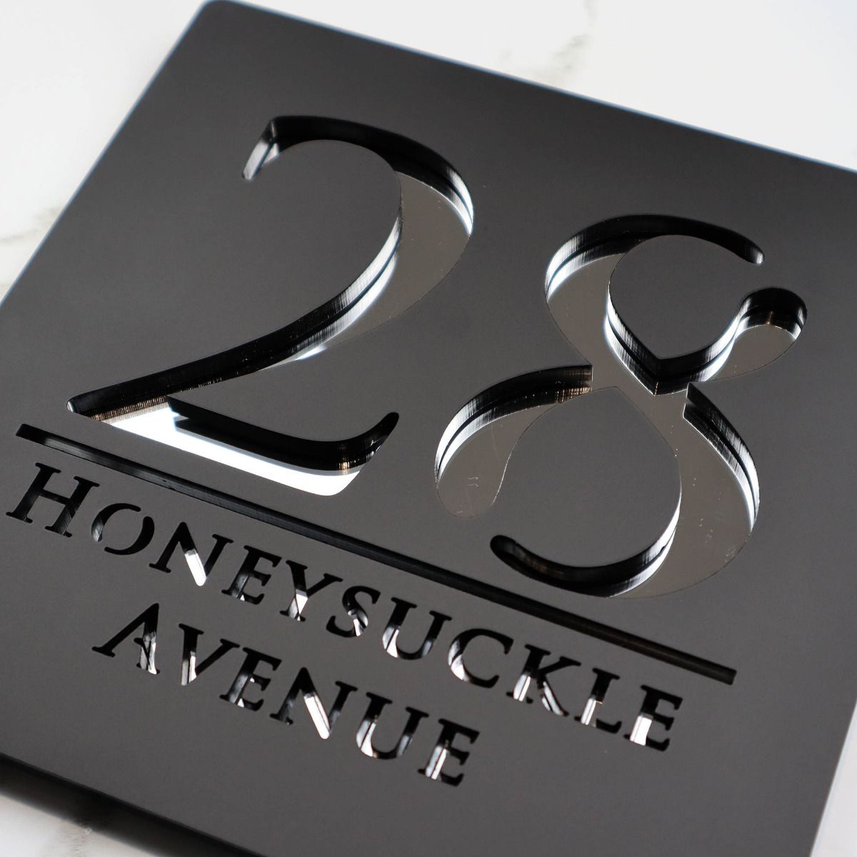 Door Sign , Acrylic Mirror Tech ----- Matt Black X Silver Mirror , British Style