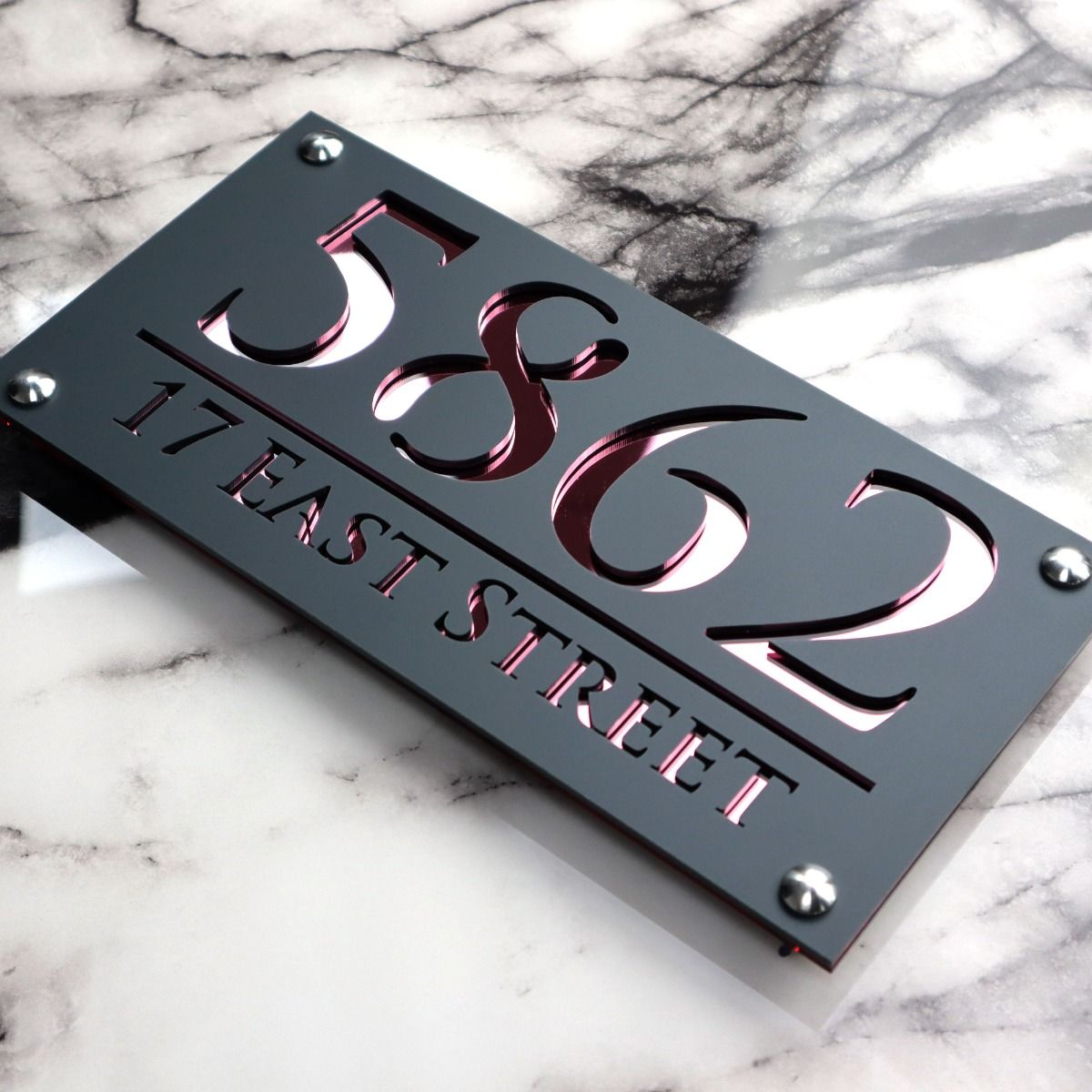 Door Sign , Acrylic Mirror Tech ----- Matt Black X Rose Gold Mirror , Italian