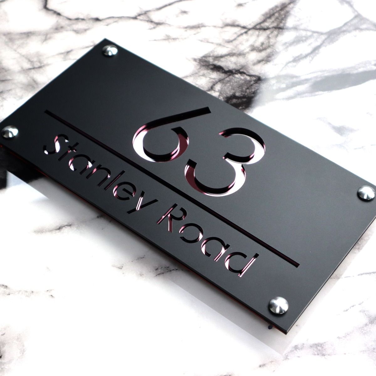 Door Sign , Acrylic Mirror Tech ----- Matt Black X Rose Gold Mirror , Italian