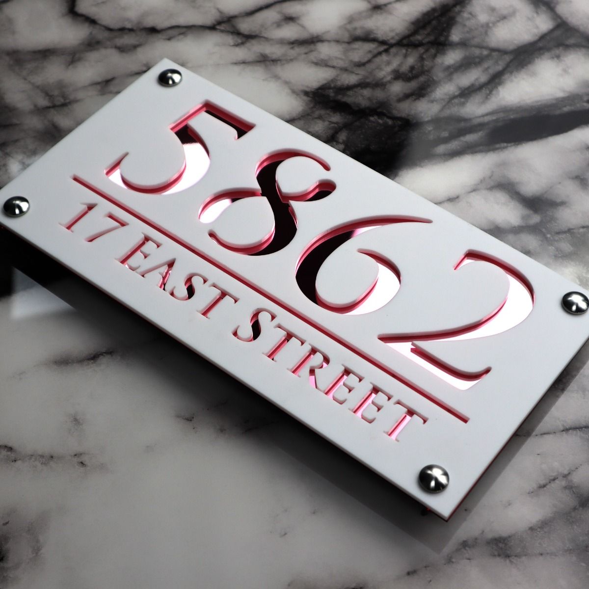 Door Sign , Acrylic Mirror Tech ----- Pristine White x Rose Gold Mirror , Italian Style