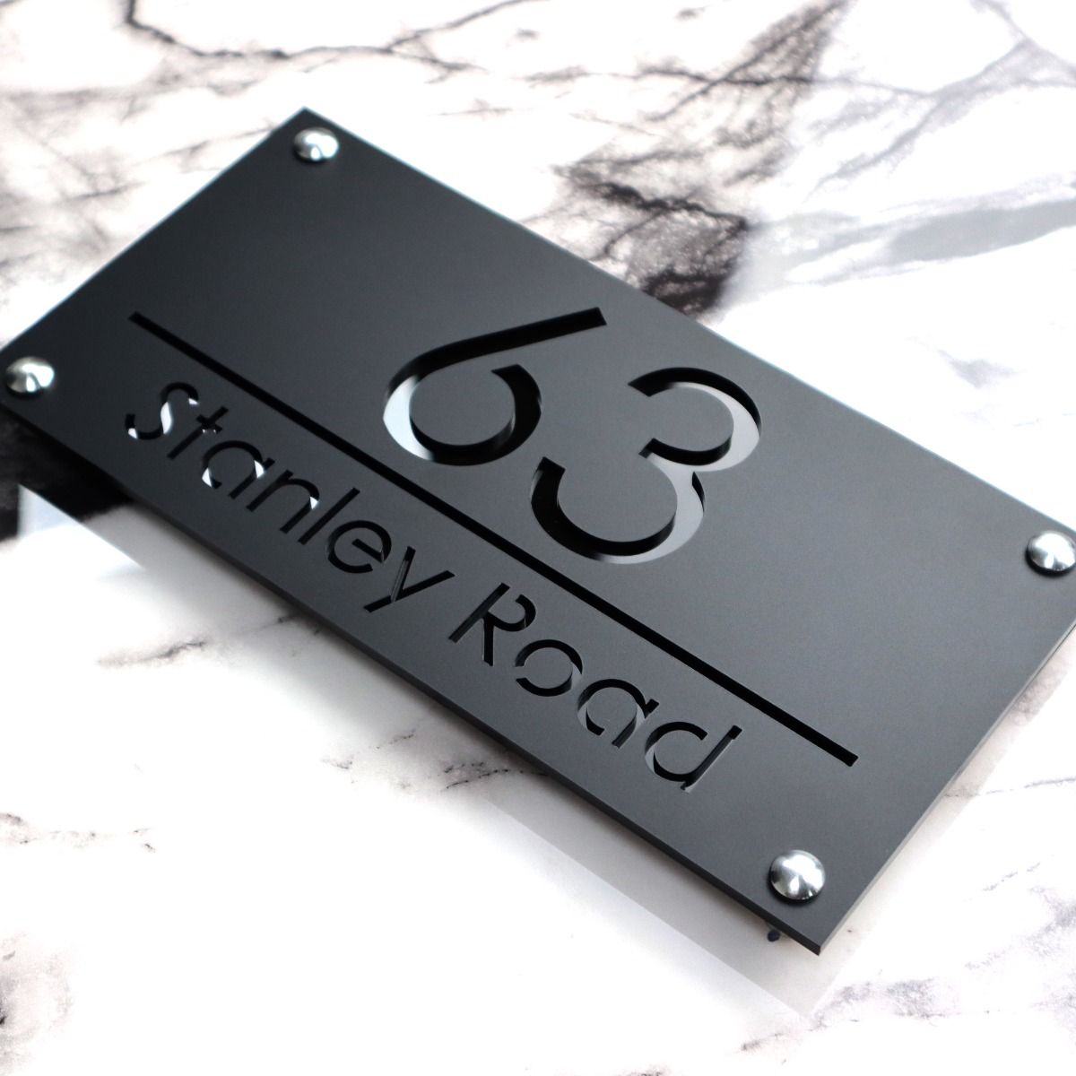 Door Sign , Acrylic Mirror Tech ----- Matt Black X Gloss Black Mirror , Italian Style