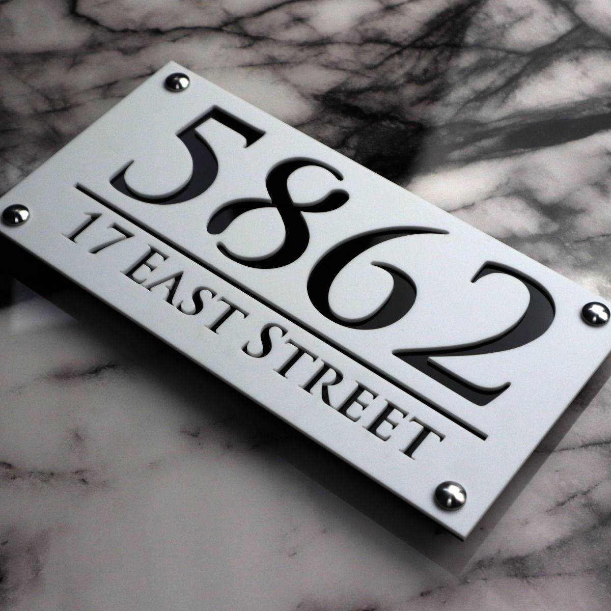Door Sign , Acrylic Mirror Tech ----- Pristine White x Matt Black Mirror , Italian Style