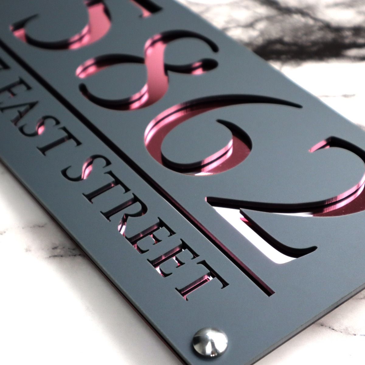 Door Sign , Acrylic Mirror Tech ----- Matt Black X Rose Gold Mirror , Italian