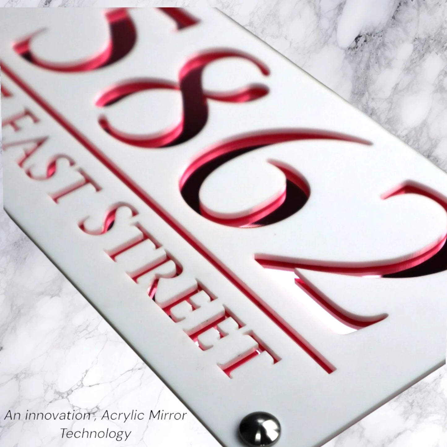 Door Sign , Acrylic Mirror Tech ----- Pristine White x Rose Gold Mirror , Italian Style
