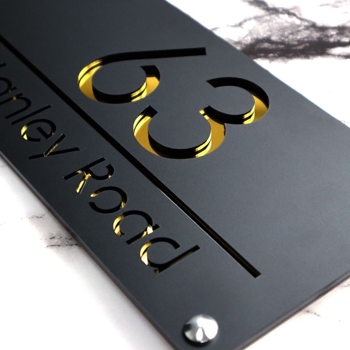 Door Sign , Acrylic Mirror Tech ----- Matt Black X Dark Gold Mirror , Italian Style