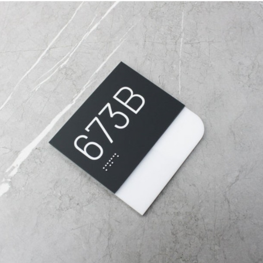 Grey Board * White Embossed Numbers - Embossed & Printed Double Acrylic Sign - , Hotel Signs , Resort Signs