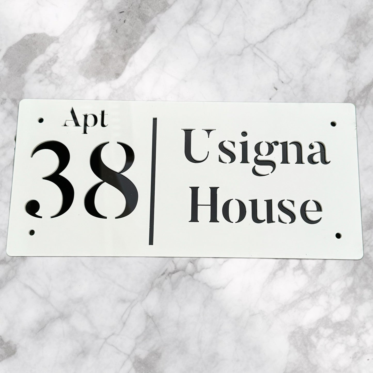 Door Sign , Acrylic Mirror Tech ----- Pristine White x Matt Black Mirror , French Style
