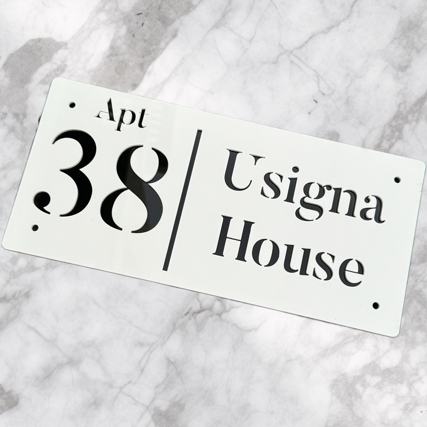 Door Sign , Acrylic Mirror Tech ----- Pristine White x Matt Black Mirror , French Style