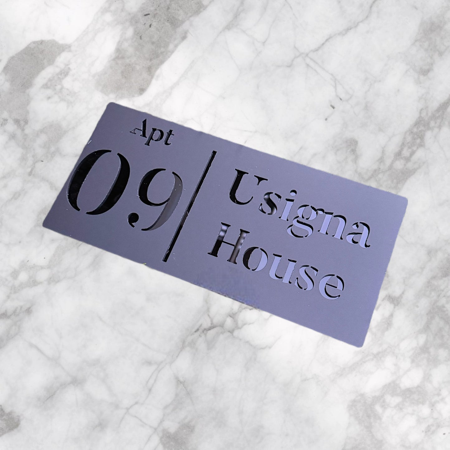 Door Sign , Acrylic Mirror Tech ----- Matt Black X Gloss Black Mirror , French Style