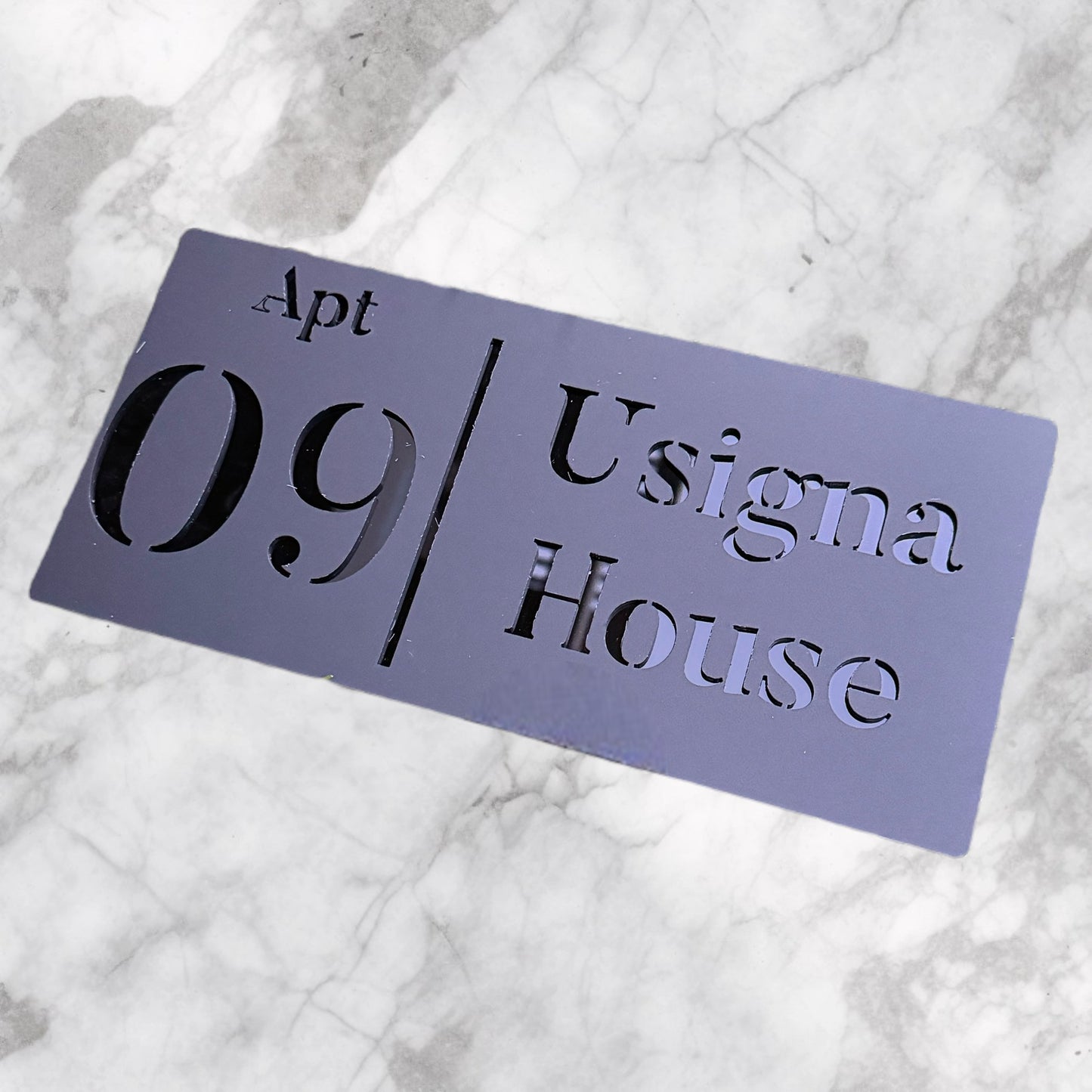 Door Sign , Acrylic Mirror Tech ----- Matt Black X Gloss Black Mirror , French Style
