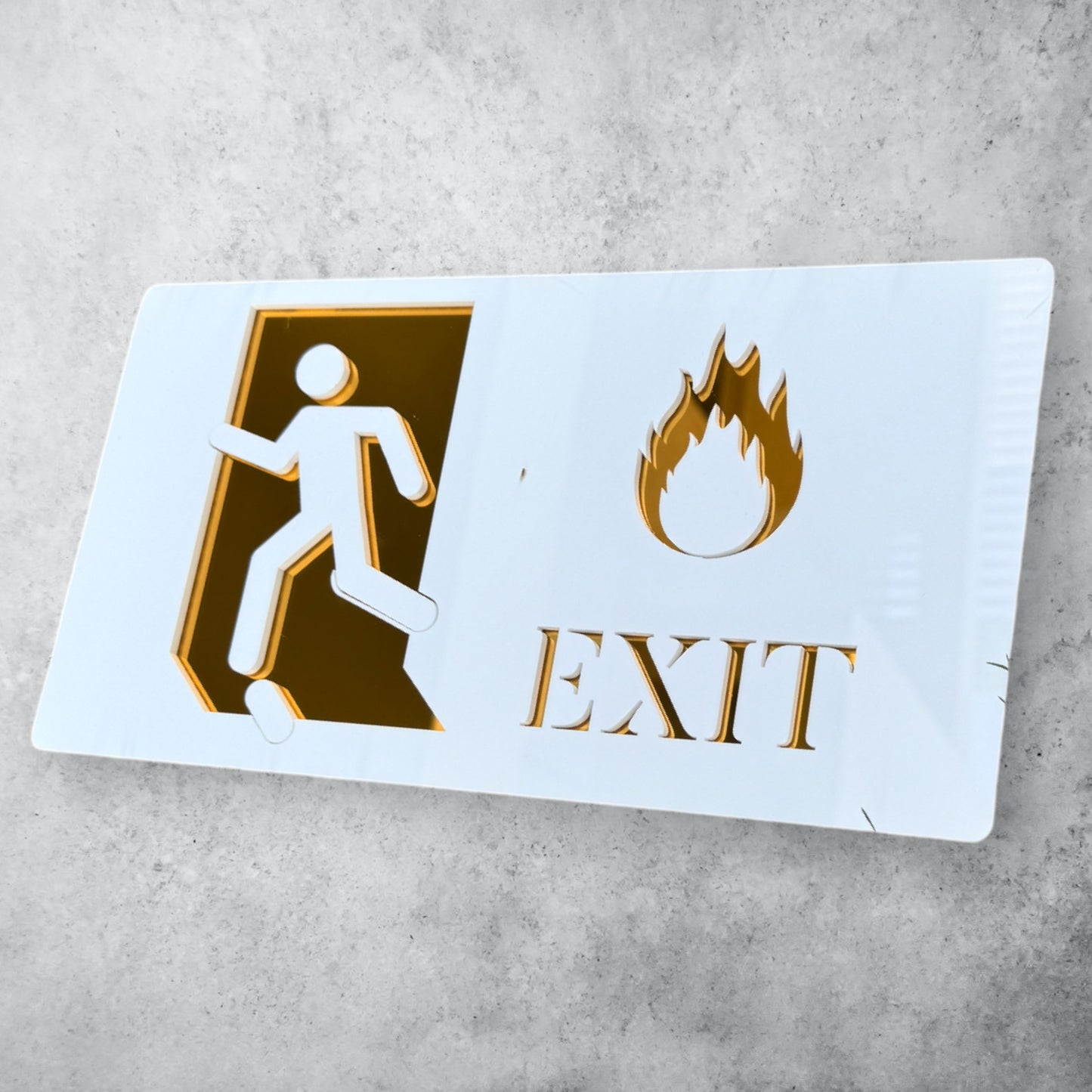 EXIT , Pristine White * Gold Mirror Sign