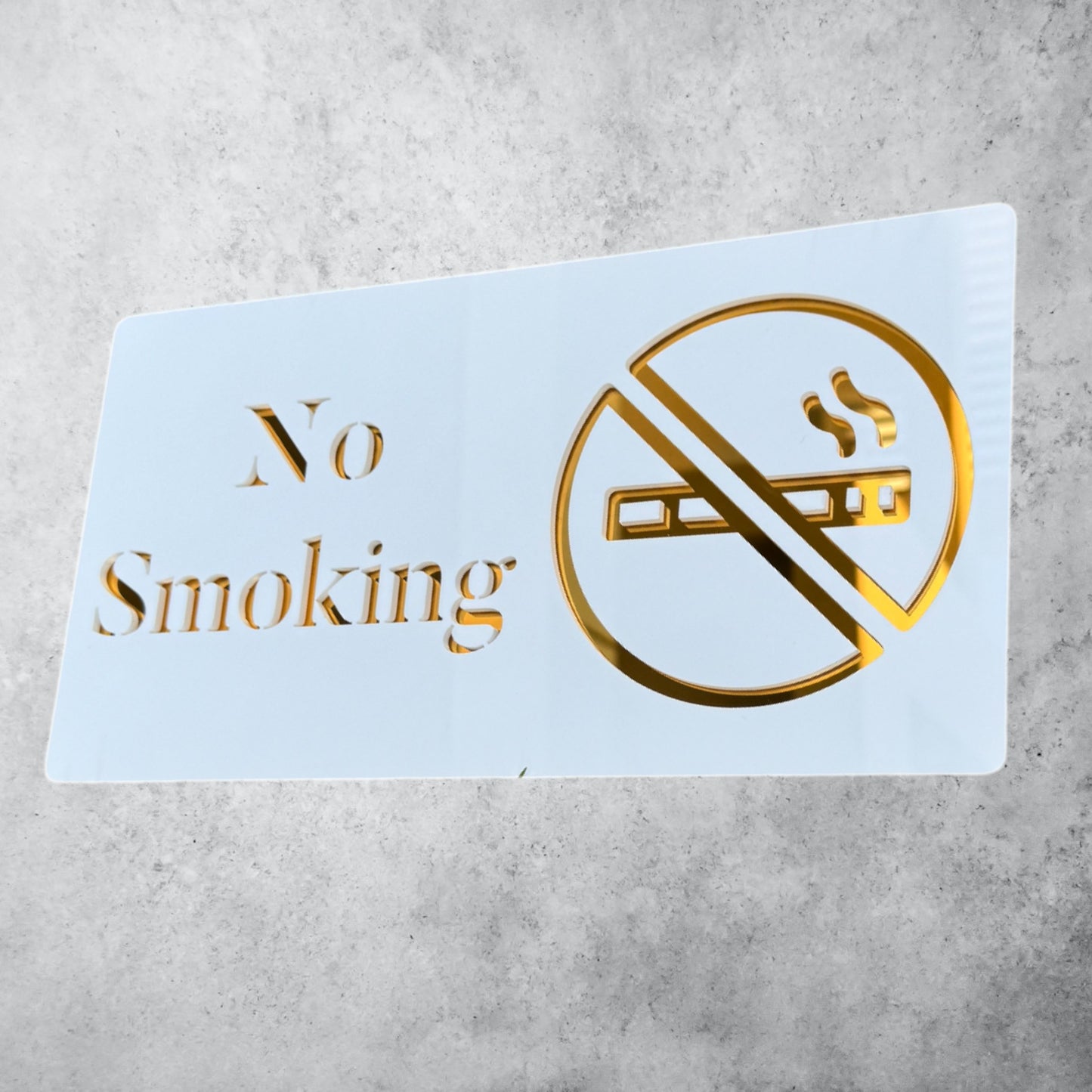 NO SMOKING , Pristine White * Gold Mirror Sign