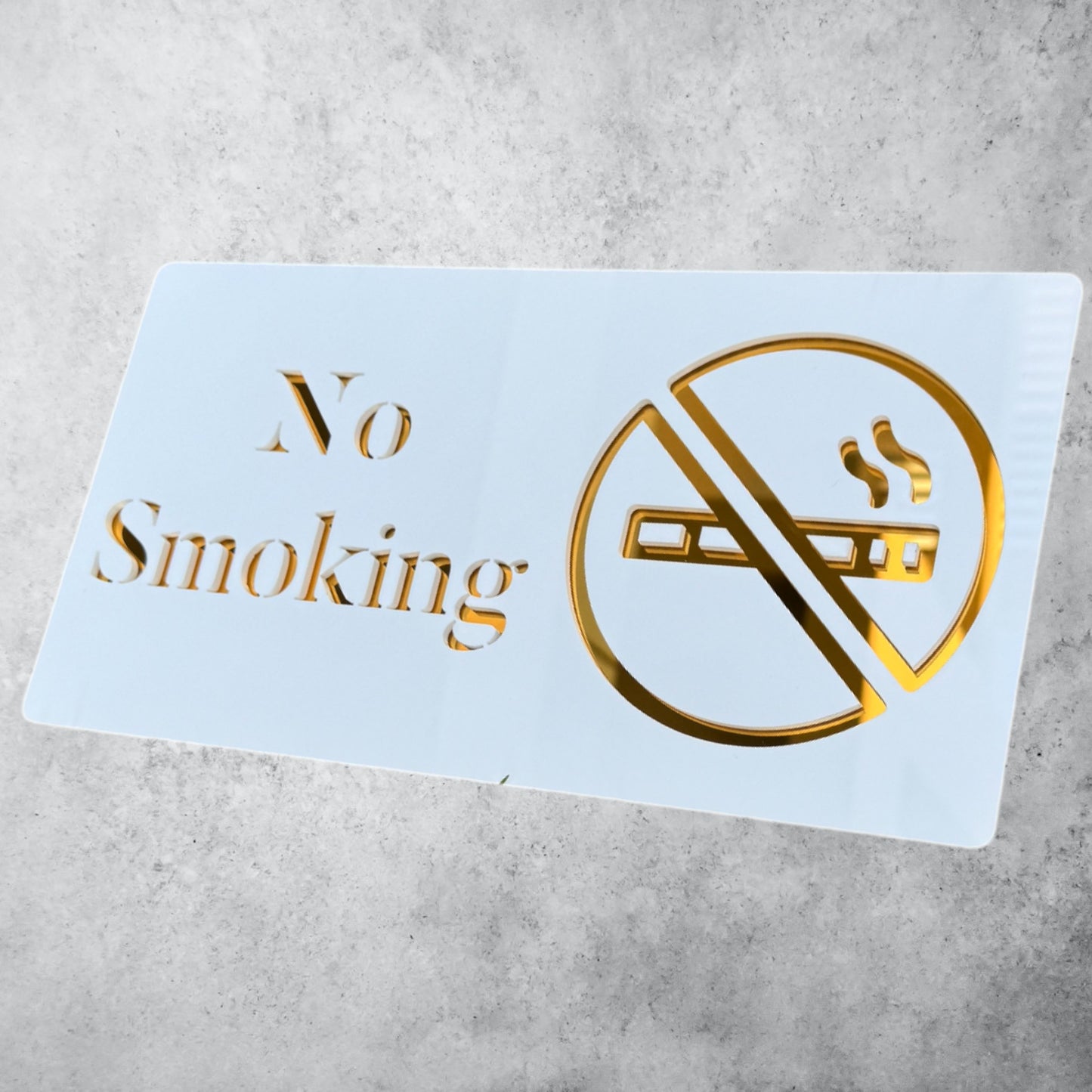 NO SMOKING , Pristine White * Gold Mirror Sign