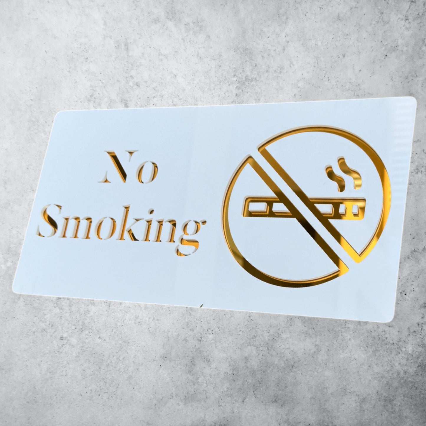 NO SMOKING , Pristine White * Gold Mirror Sign