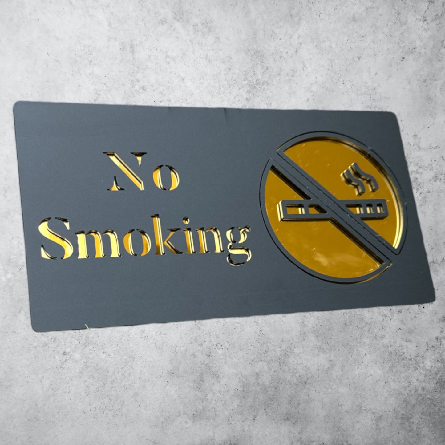 NO SMOKING , Black Matt * Gold Mirror Sign