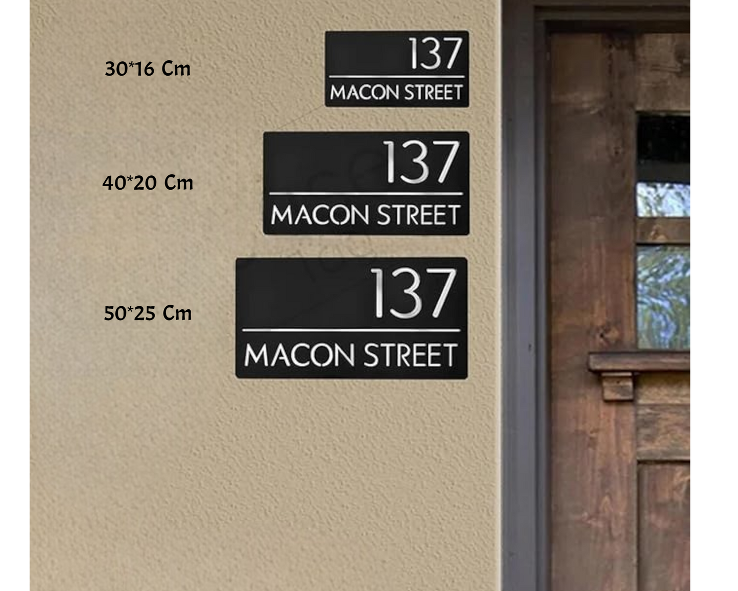 Door Sign , Acrylic Mirror Tech ----- Matt Black X Rose Gold Mirror , French Style