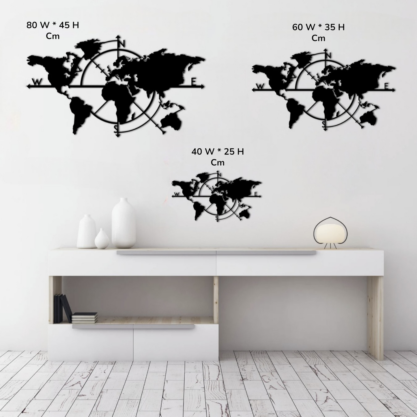 Metal World Map Wall Art - Modern Steel Decor - Home Metal Decor