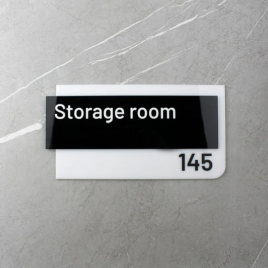 Embossed Double Acrylic Sign - Glossy Black Board * White Embossed Numbers , Hotel Signs , Resort Signs