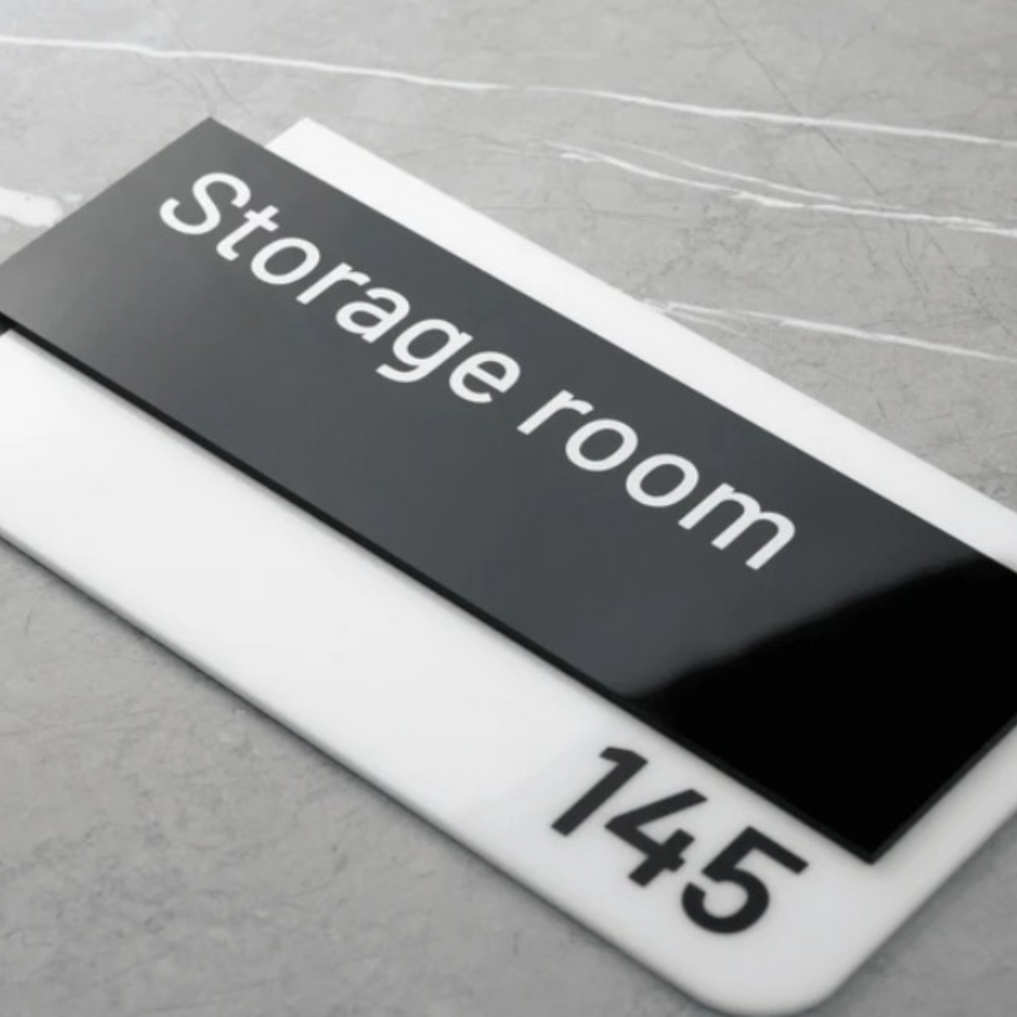 Embossed Double Acrylic Sign - Glossy Black Board * White Embossed Numbers , Hotel Signs , Resort Signs