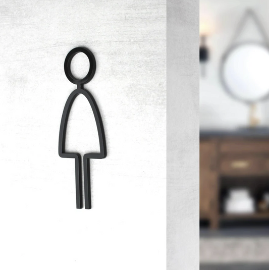 WC, Women - Black Embossed -  Hotel Signs , Resort Signs