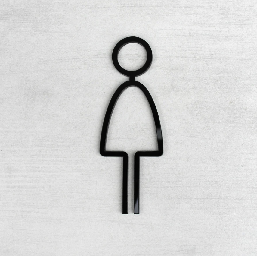 WC, Women - Black Embossed - Hotel Signs , Resort Signs