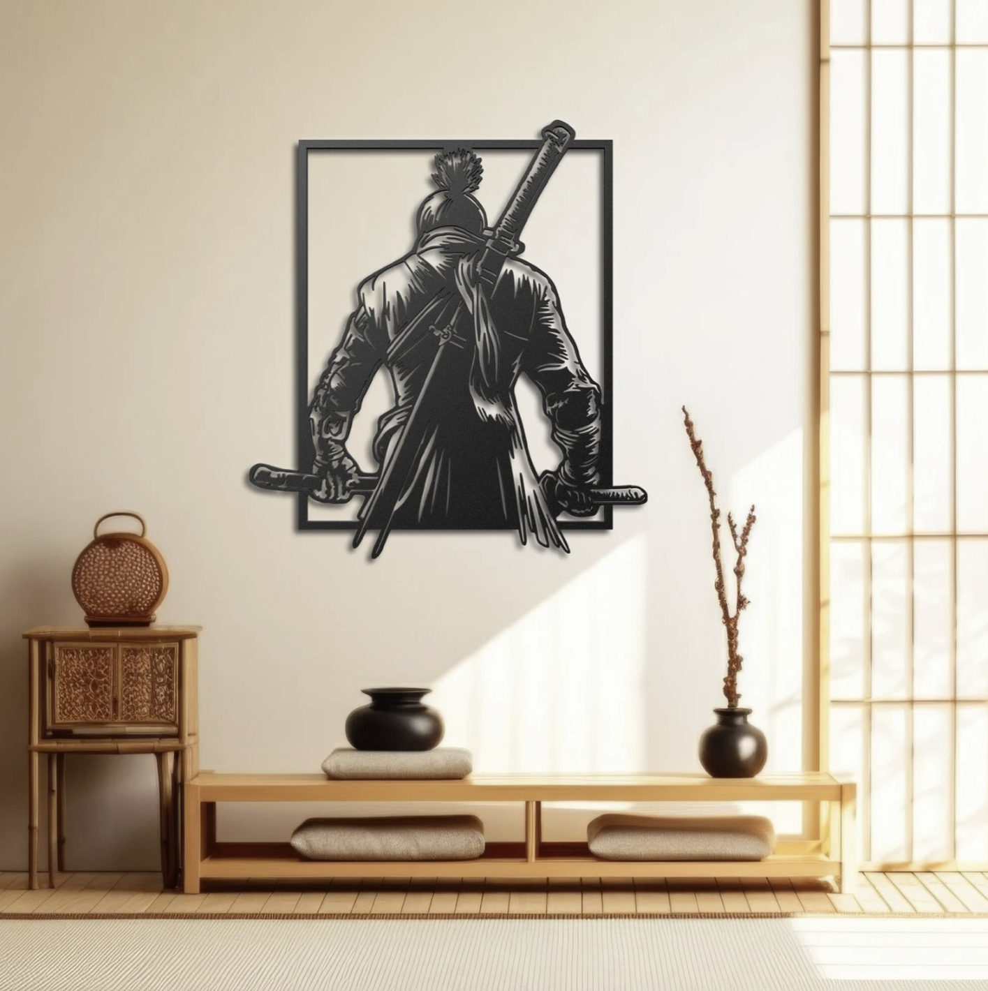 Samurai Metal Wall Art - Modern Steel Decor - Home Decor , Metal Art