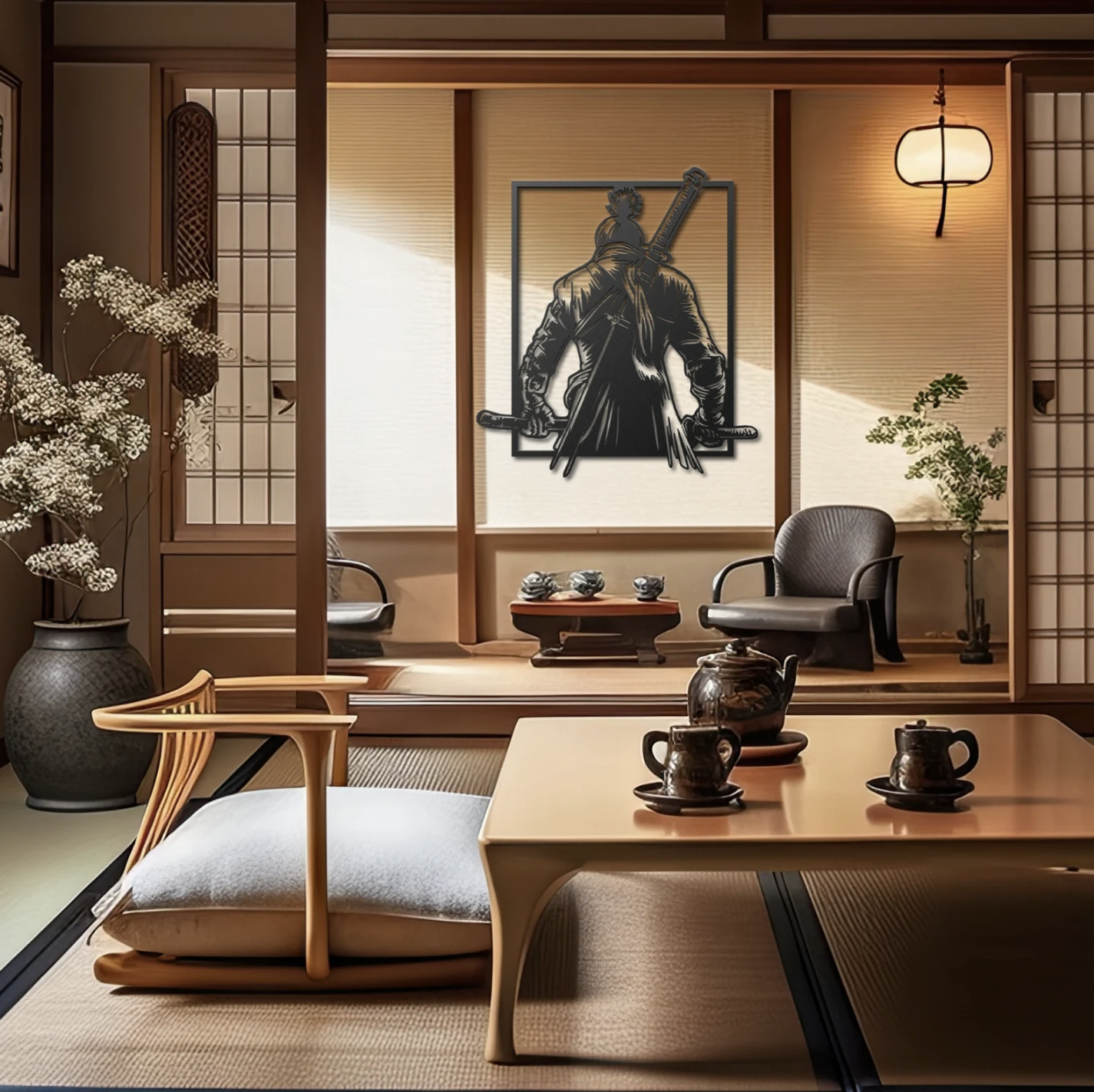 Samurai Metal Wall Art - Modern Steel Decor - Home Decor , Metal Art