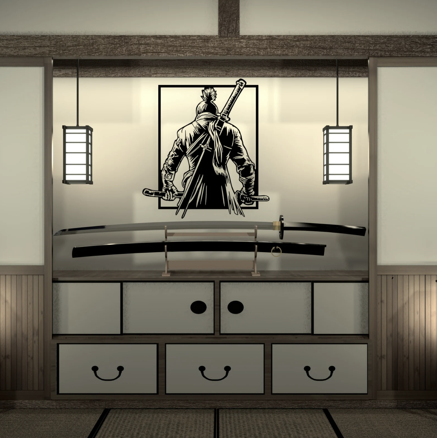 Samurai Metal Wall Art - Modern Steel Decor - Home Decor , Metal Art