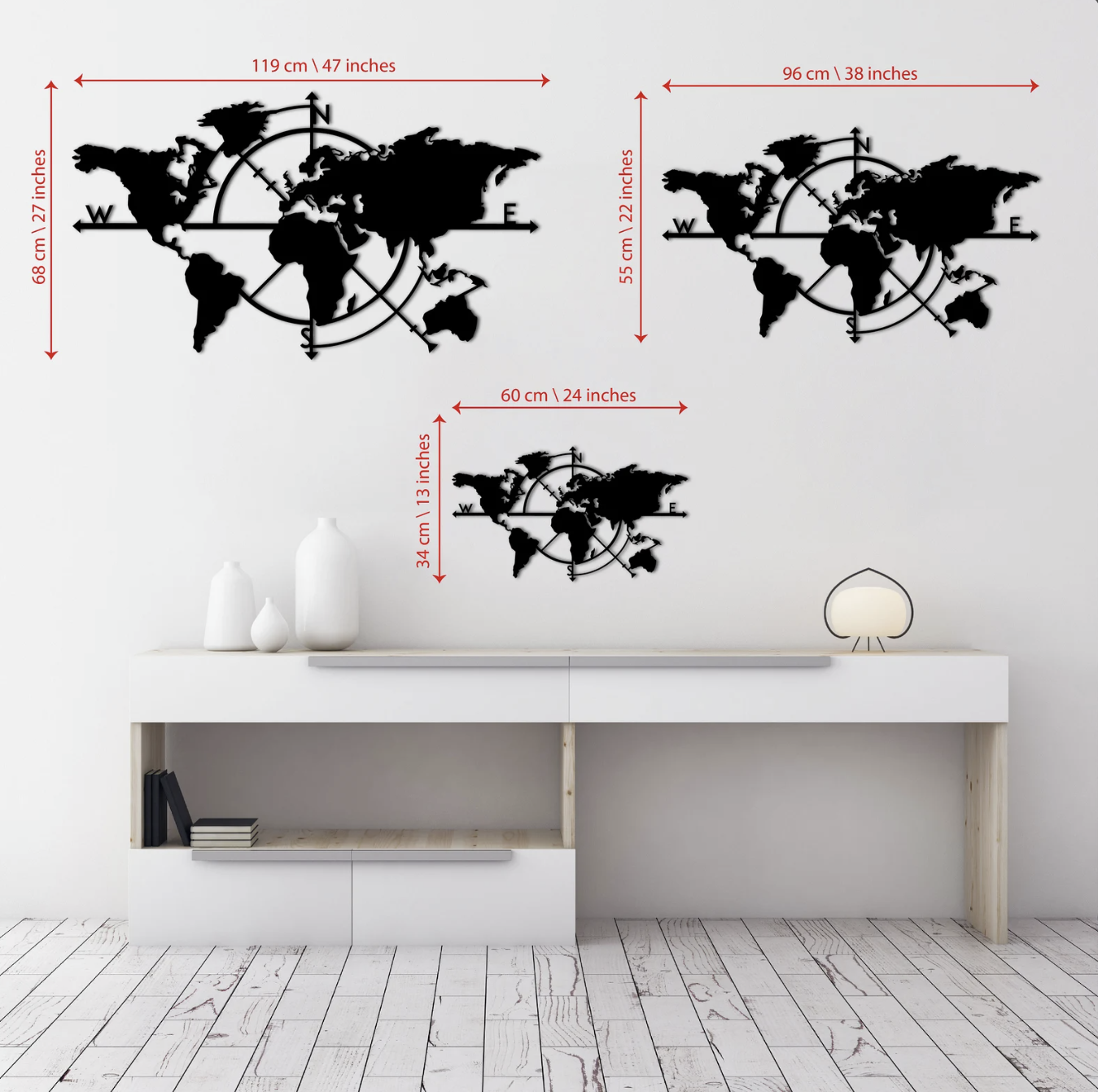 Metal World Map Wall Art - Modern Steel Decor - Home Metal Decor