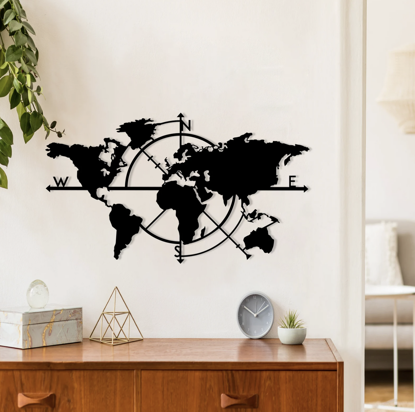 Metal World Map Wall Art - Modern Steel Decor - Home Metal Decor