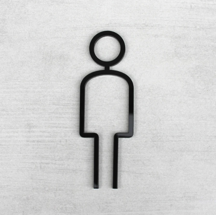 WC, Men - Black Embossed - Hotel Signs , Resort Signs