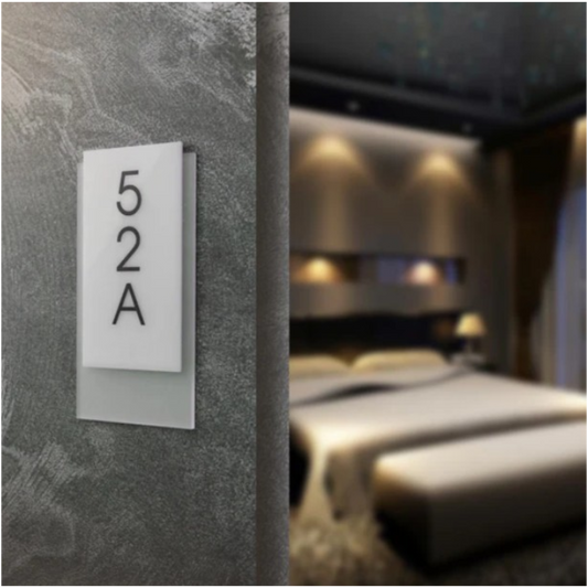 White Board * Black Numbers - Embossed Numbers - Double Acrylic Sign -  , Hotel Signs , Resort Signs