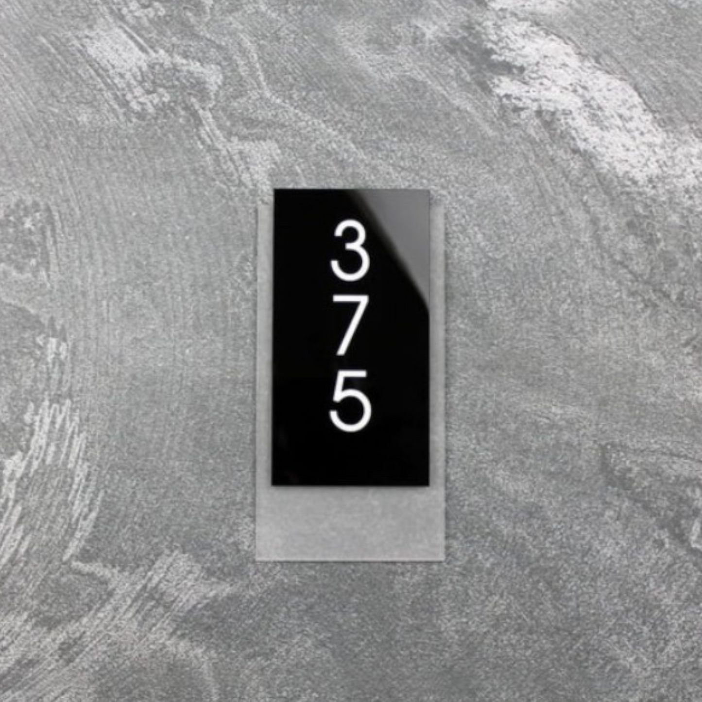 Embossed Double Acrylic Sign - Glossy Black * White Embossed Numbers , Hotel Signs , Resort Signs