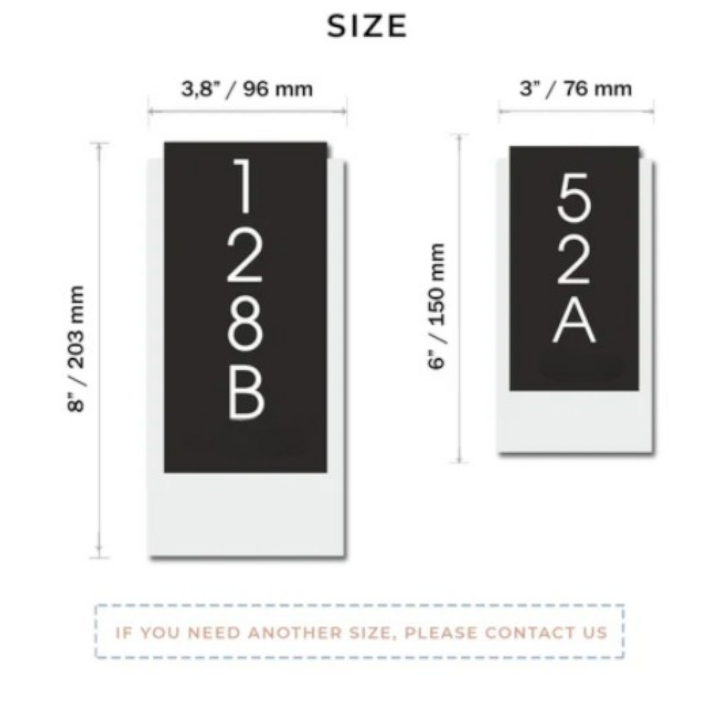 Embossed Double Acrylic Sign - Glossy Black * White Embossed Numbers , Hotel Signs , Resort Signs
