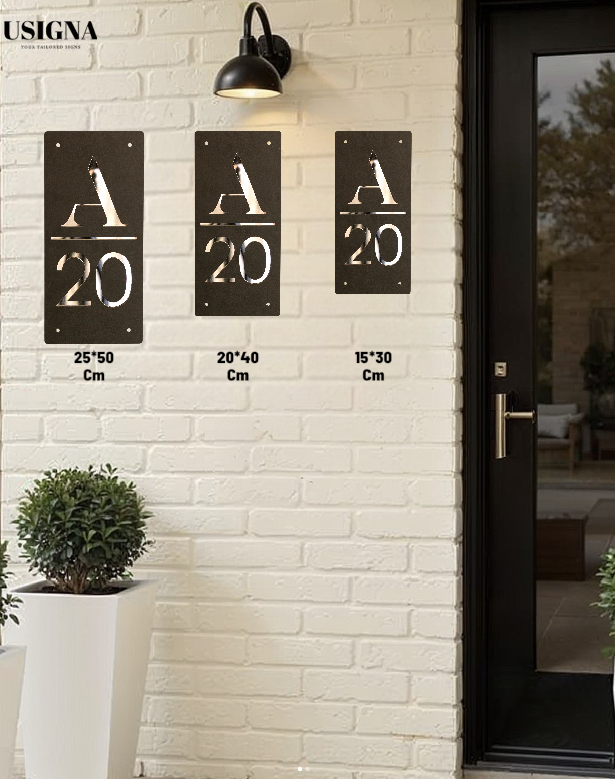 Door Sign , Acrylic Mirror Tech ----- Black Matt x Silver Mirror , Greek Style