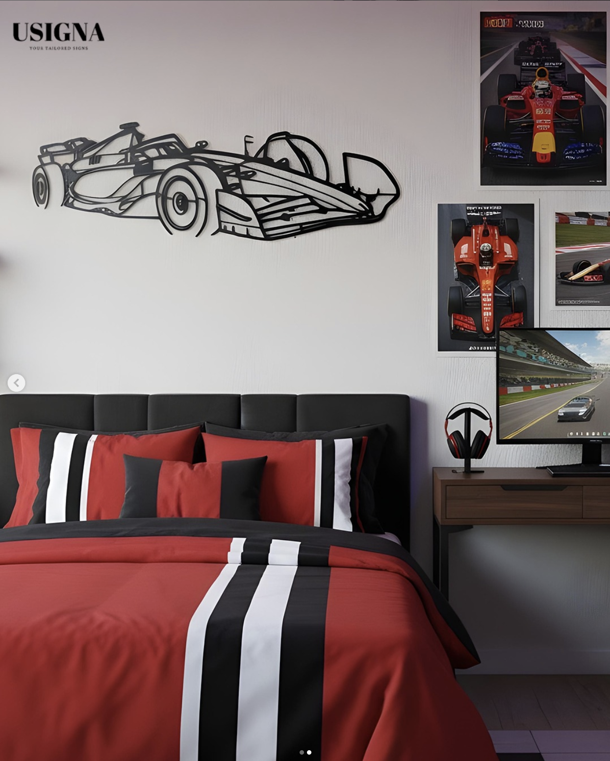 Formula One Race Car , Metal Wall Art - Modern Steel Decor - Home Decor