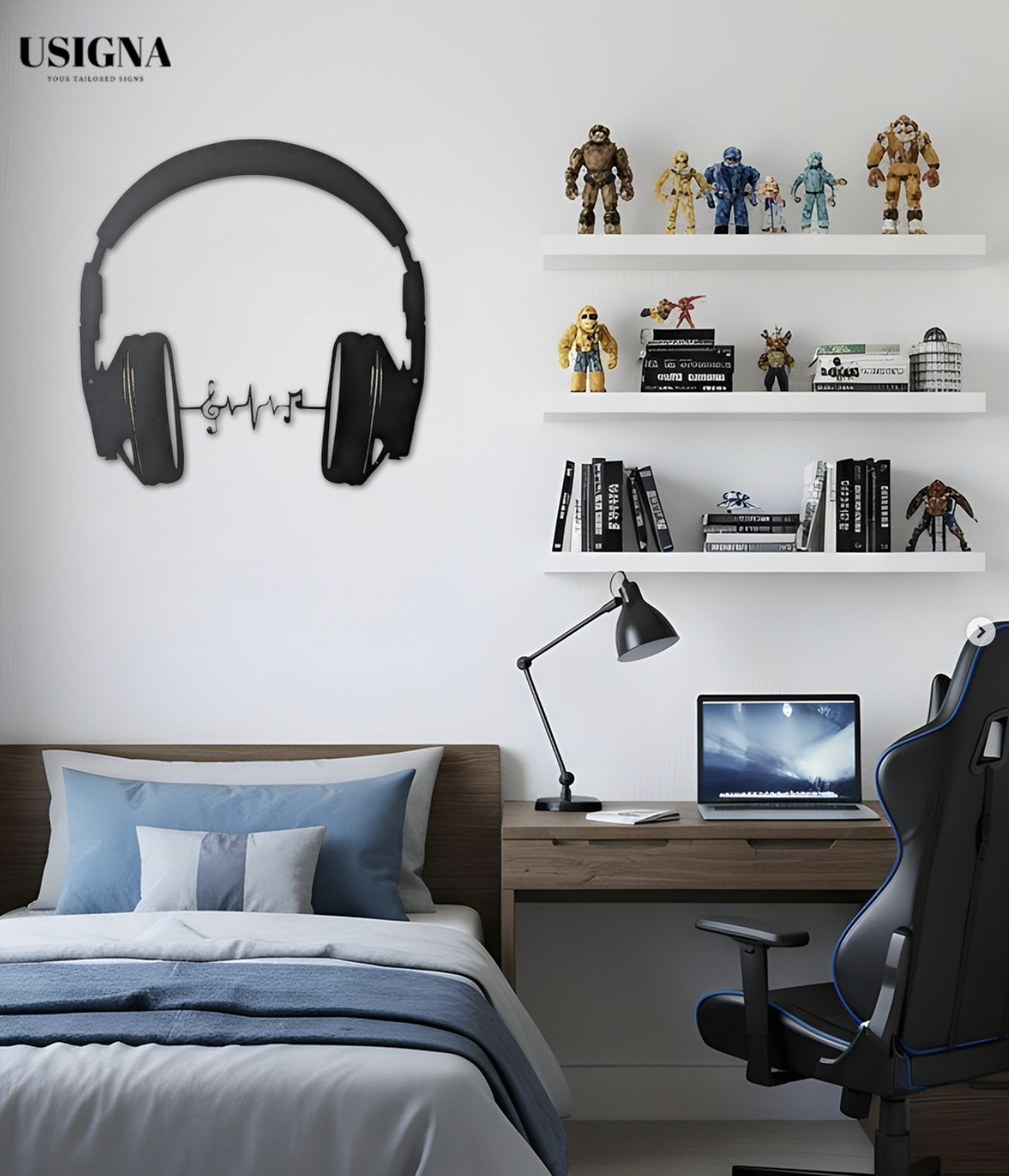 Music Headset - Modern Steel Decor - Metal wall Art - Home Decor