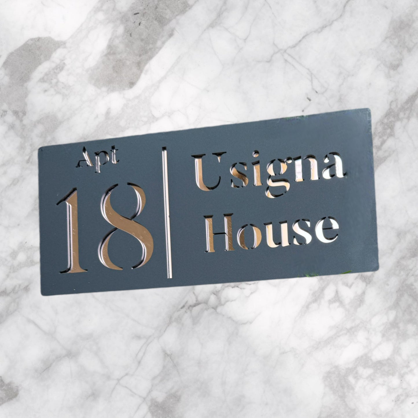 Door Sign , Acrylic Mirror Tech ----- Matt Black X Rose Gold Mirror , French Style
