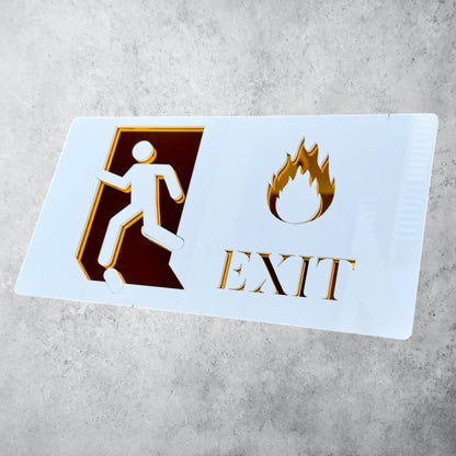 EXIT , Pristine White * Gold Mirror  Sign