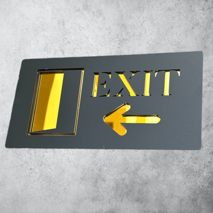 EXIT , Black Matt * Gold Mirror Sign