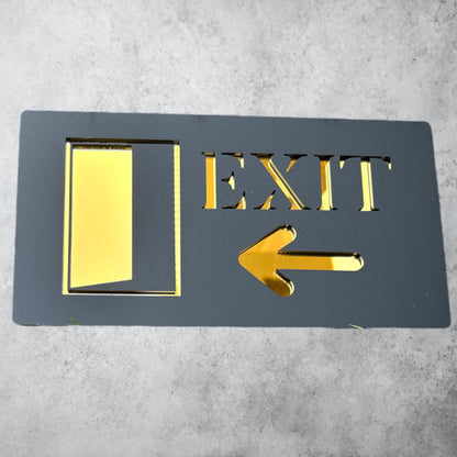 EXIT , Black Matt * Gold Mirror Sign