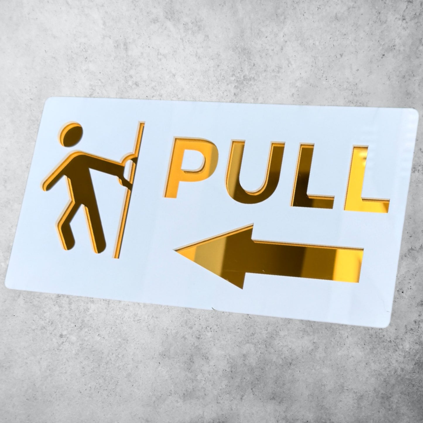 PULL , Pristine White * Gold Sign