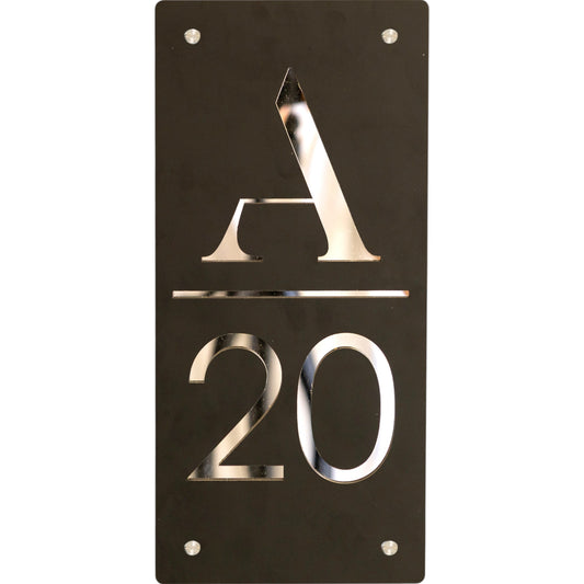 Door Sign , Acrylic Mirror Tech ----- Black Matt x Silver Mirror , Greek Style